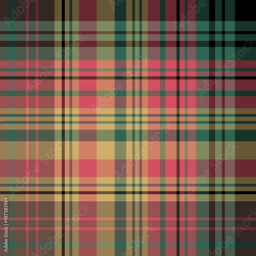 Seamless pattern in brown, beige, pink, green and black colors for plaid, fabric, textile, clothes, tablecloth and other things. Vector image.