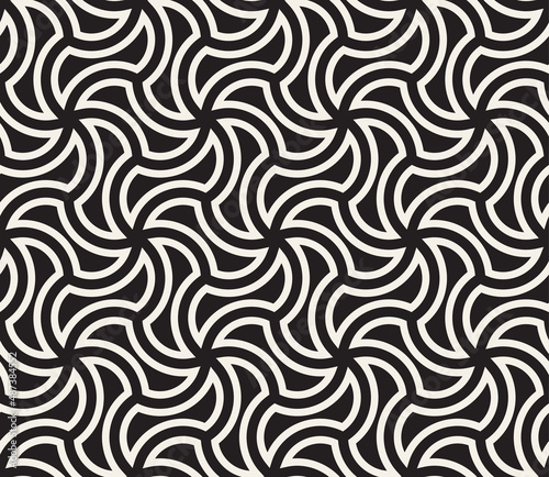 Vector seamless pattern. Repeating abstract geometric elements. Stylish monochrome background design.