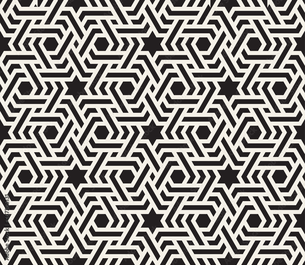 Vector seamless pattern. Repeating abstract geometric elements. Stylish monochrome background design. Vector seamless pattern. Repeating abstract geometric elements. Stylish monochrome background design.