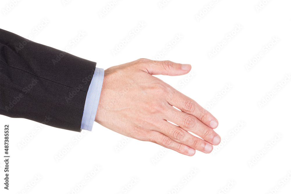 Businessman shaking hands isolated on white backgroundออ