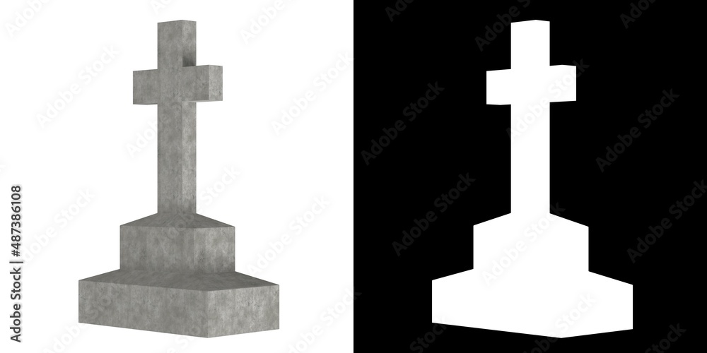 3D rendering illustration of a tombstone