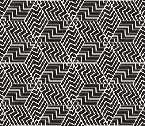 Vector seamless pattern. Repeating abstract geometric elements. Stylish monochrome background design.