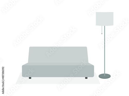 Sofa and floor lamp on white background