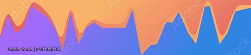 carte ou bandeau représentant un graphisme de couleur saumon  en dégradé avec plusieurs pics sur un fond bleu en dégradé