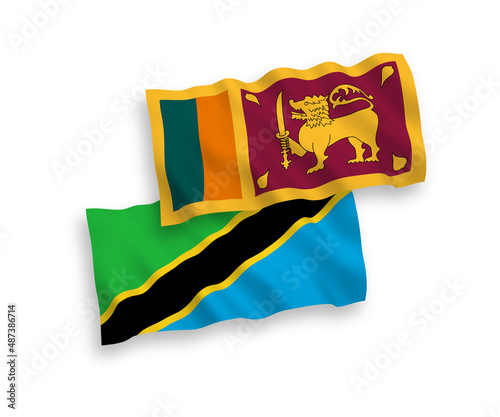 Flags of Sri Lanka and Tanzania on a white background