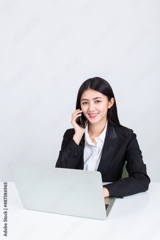 asian businesswoman using computer sit at office desk asian businesswoman using computer sit at office desk
