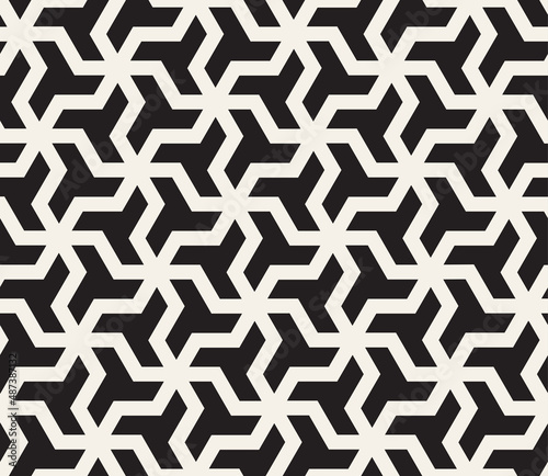 Vector seamless pattern. Repeating abstract geometric elements. Stylish monochrome background design.