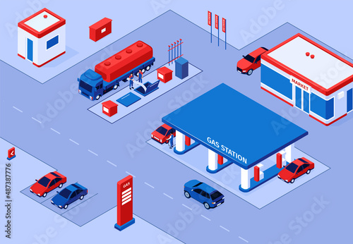 Outdoor Gas Station Composition