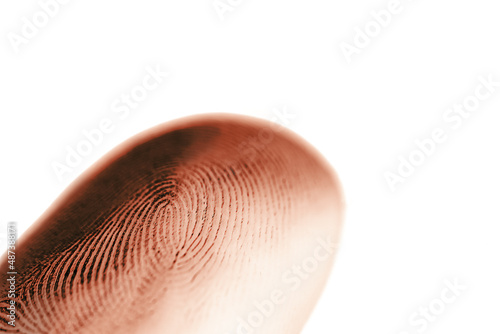 Close-up of red fingerprint scan texture in white background