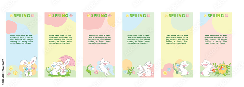 A card set of cutie bunnies and rabbits family Easter spring