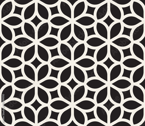 Vector seamless pattern. Repeating abstract geometric elements. Stylish monochrome background design.