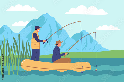 Fishing Flat Color Background