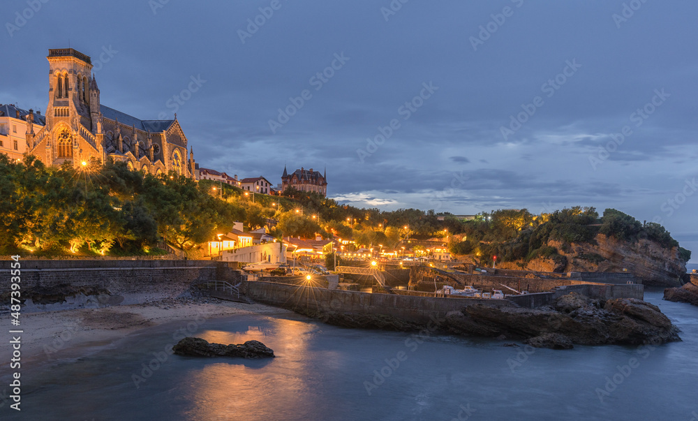 Blue Hour by a Port in Biarritz, France
