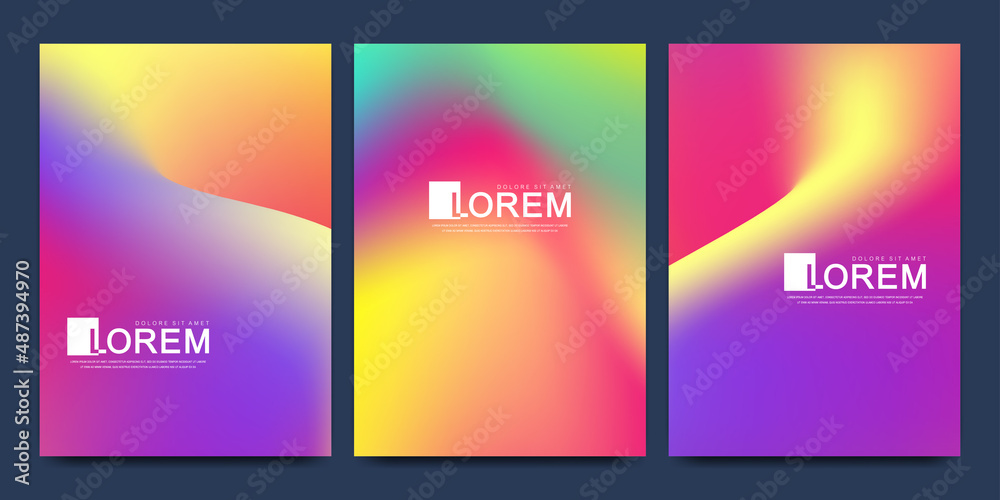 Trendy abstract mockup pastel colorful gradient art holographic templates in A4 size. Suitable for posts, banners design and layout design template for brochure. Vector fashion backgrounds