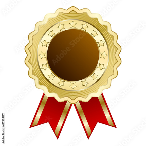 gold reward medal realistic isolated white background