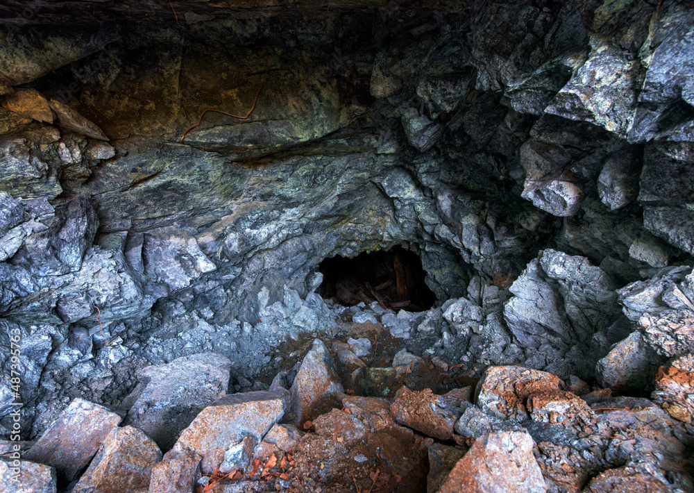 Entrance to abandoned chromite mine in Troodos mountains, Cyprus