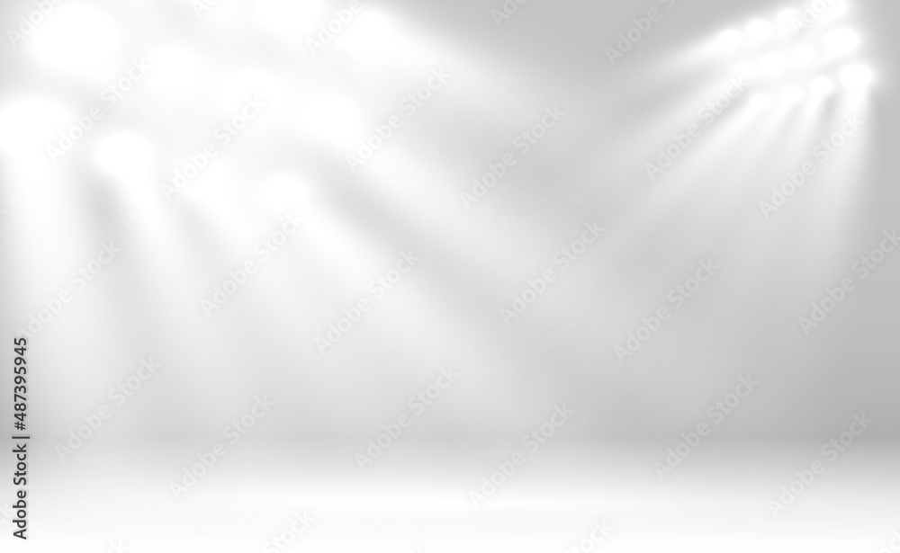 White scene on with spotlights. Vector illustration. White scene on with spotlights. Vector illustration.