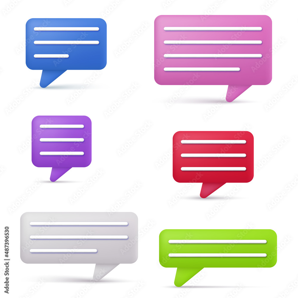 3d set of speech bubbles. Colorfull chatting box, message box. Vector 3d set of speech bubbles. Colorfull chatting box, message box. Vector
