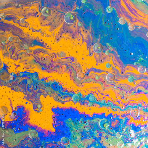 Yellow Acrylic Pour Color Liquid marble abstract surfaces Design.