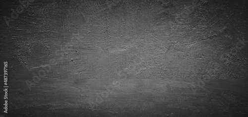 Fototapeta Naklejka Na Ścianę i Meble -  dark black grungy empty room cement concrete floor and wall abstract texture background