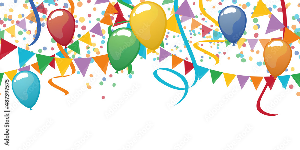 seamless garlands, streamers, confetti and balloon party background