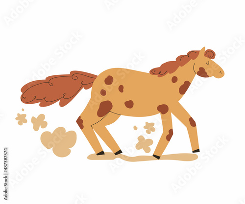 wild Horse. hand drawn vector illustration. galloping western horse.