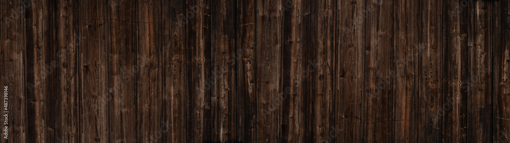 Fototapeta premium old brown rustic dark wooden texture - wood timber background panorama long banner