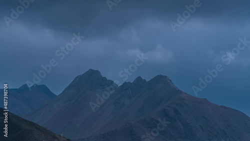 Cloudy End of Day Over the French Alps Mountains Dark Scenery