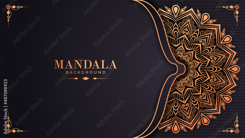 Fototapeta premium Luxury ornamental mandala design background in gold color. Abstract gold luxury pattern background