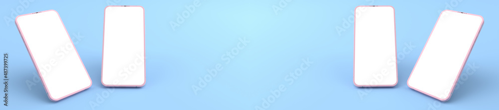 3D rendering of mockups pink Smartphone white screen on blue floor, Pink Mobile phone lay down on the ground. Smartphone white screen can be used for commercial advertising,Isolated on blue background 3D rendering of mockups pink Smartphone white screen on blue floor, Pink Mobile phone lay down on the ground. Smartphone white screen can be used for commercial advertising,Isolated on blue background