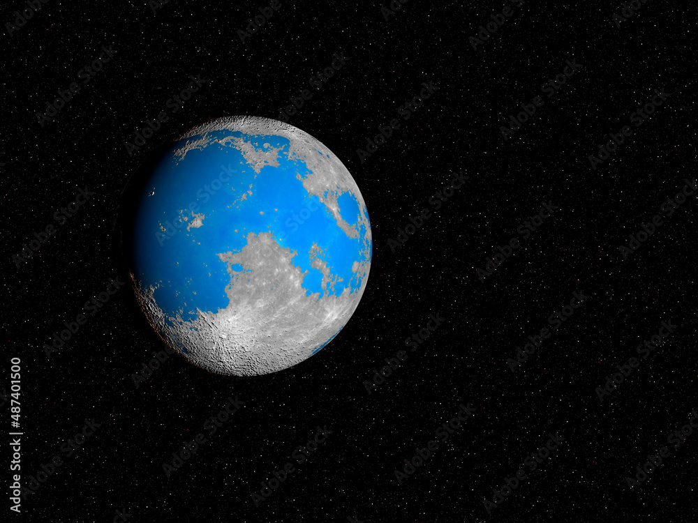 Fototapeta premium If Our Moon Had Oceans and Seas