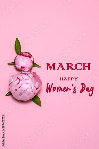 pink peonies, the text: 