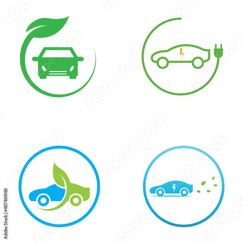 eco car and electric green car technology,icon logo vector design template.