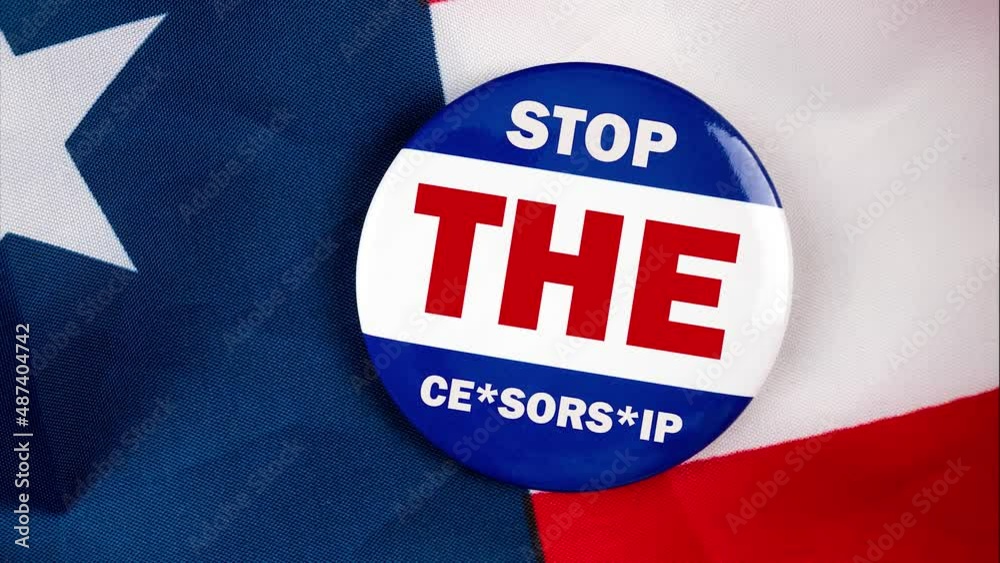 Video Stock stop the censorship text quote on election button laying on