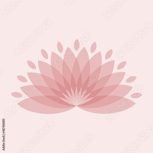 stylized lotus flower in pink tones on a light background, logo concept, flat vector illustration, cover design © Марина Гавриленко