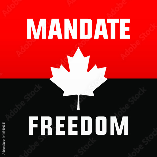 Freedom convoy canada 2022, fight for freedom, end all mandates canadian truckers convoy modernc reative banner sign, design concept, social media post with truck icon on a red canadian background 