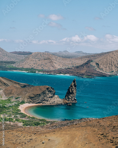 Pinnacle rock vista at Bartolome Island, Galapagos Island