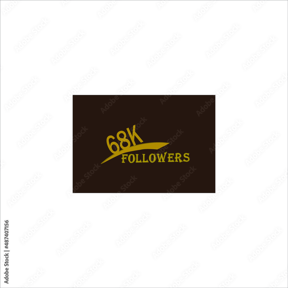 68k follower yellow brownish banner and vector art illustration