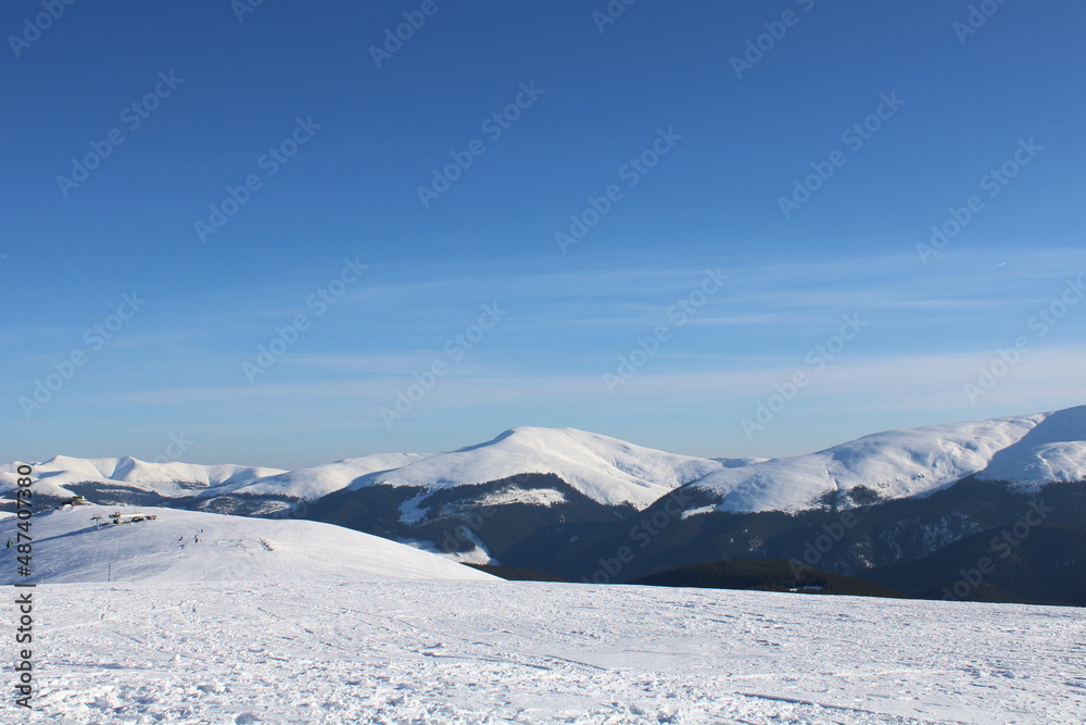 Beautiful view of the snowy mountains