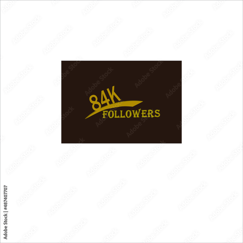 84k follower yellow brownish banner and vector art illustration