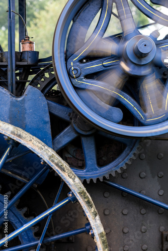 Blue Gears and Wheels with Spokes