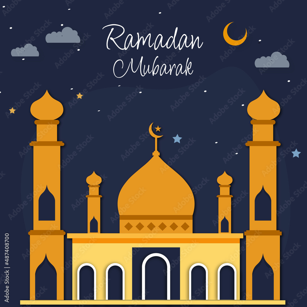 Ramadan Kareem festival social media post design with mosque
