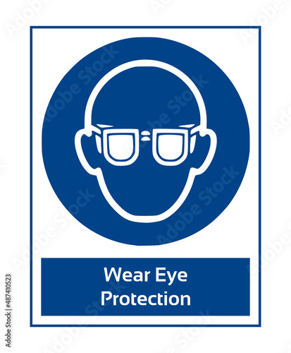 Wear Ear Protection. Mandatory Sign. Work Safety Equipment Signs In White Pictogram. ISO 7010 Sign.