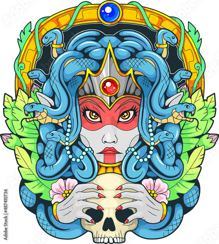 mythological ancient greek medusa gorgon, illustration design