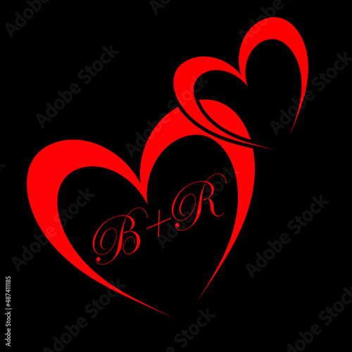 BR,B  R creative letter logo designwith love shape,B+R letter logo design. photo