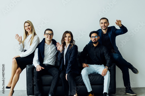 Business people sitting couch at home, Unity Concept