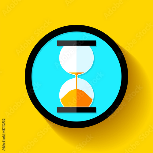 Hourglass icon in flat style, sandglass clock on color background. Vector design elements for you project 
