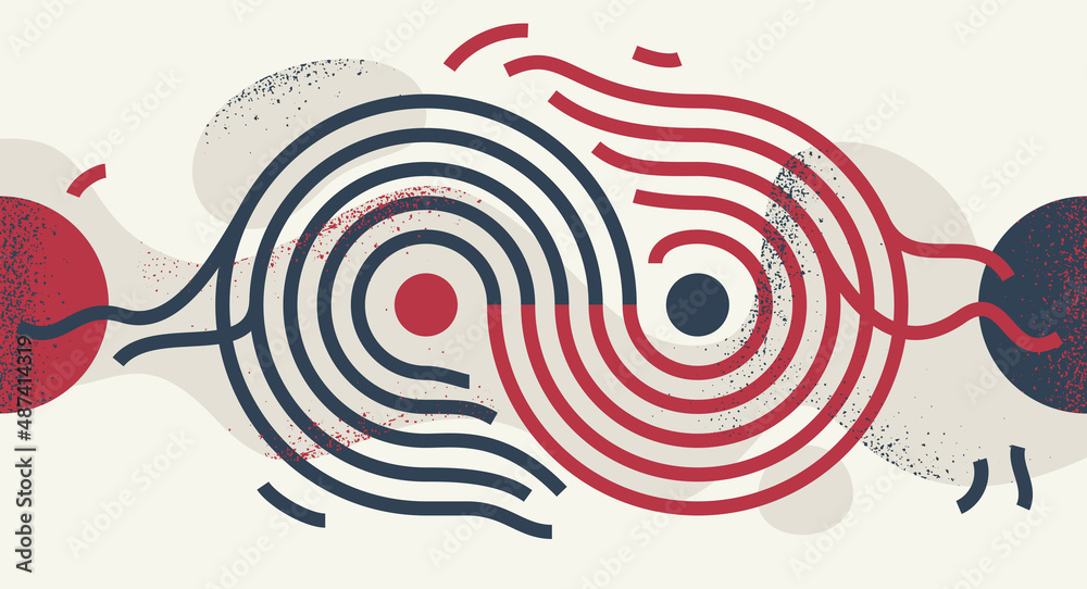 Geometric artistic vector background with lines and circles, abstract modern art composition, rhythmic and motional design decoration in red and black colors. Geometric artistic vector background with lines and circles, abstract modern art composition, rhythmic and motional design decoration in red and black colors.
