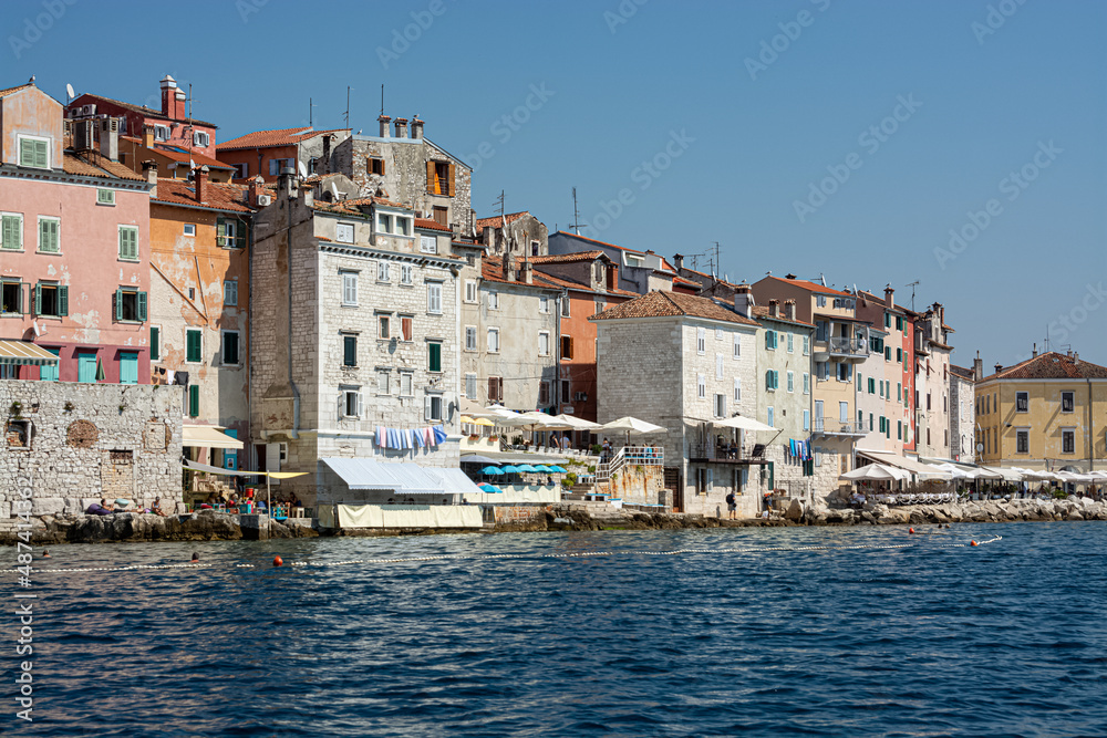 the city of Rovinj in croatia seen from the waterside