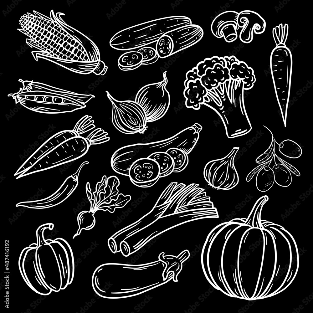 Vector illustration, vegetables set, on a white background. Vector illustration, vegetables set, on a white background.